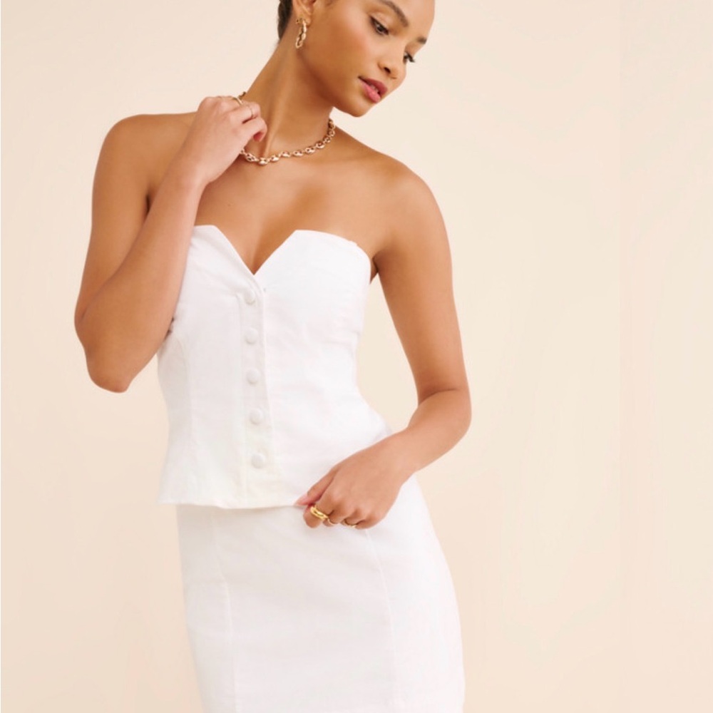 BHLDN Strapless Vest Mini Dress White Anthropologie Bridal